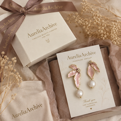 Pink Flower Pearl Drop Earrings | Gold Floral Statement Jewelry