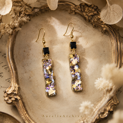 Vintage-Inspired Black Glass Crystal Drop Earrings
