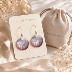 Purple Seashell Pearl Drop Earrings | Handmade Ocean Jewelry