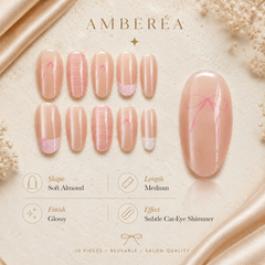 Blush Dawn Cat-Eye Press-On Nails
