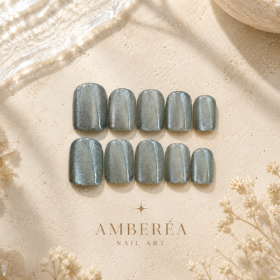 Misty Grey Cat-Eye Press-On Nails