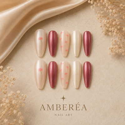 Blush Floral Cat-Eye Press-On Nails