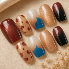 Wild Leopard & Cobalt Press-On Nails