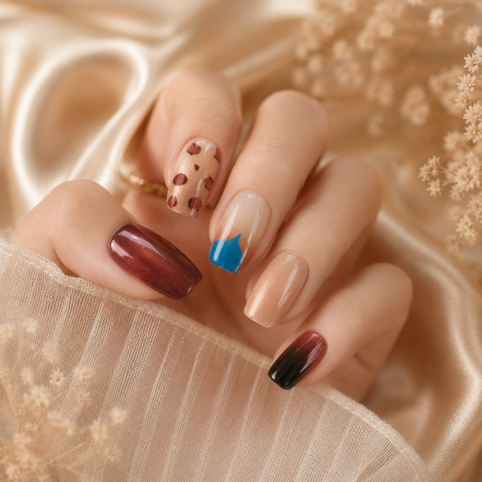 Wild Leopard & Cobalt Press-On Nails