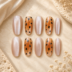 Amber Leopard Velvet Nails