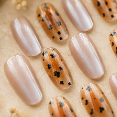 Amber Leopard Velvet Nails