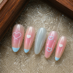 Pastel Heart French Press-On Nails