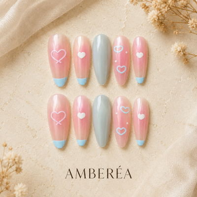 Pastel Heart French Press-On Nails