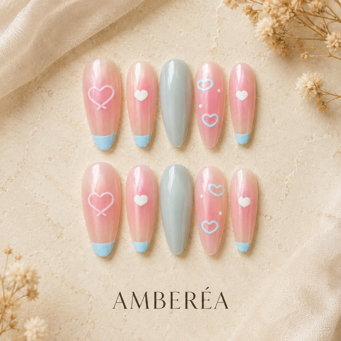Pastel Heart French Press-On Nails