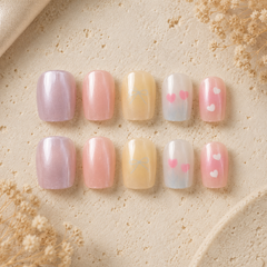 Pastel Bow Heart Press-On Nails