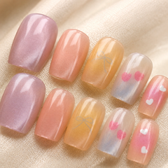 Pastel Bow Heart Press-On Nails