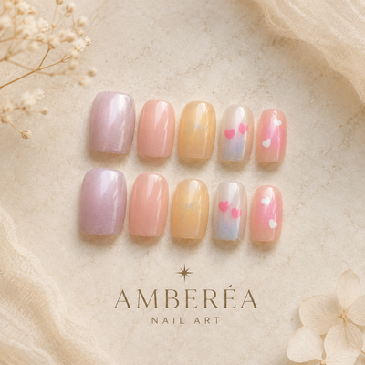 Pastel Bow Heart Press-On Nails