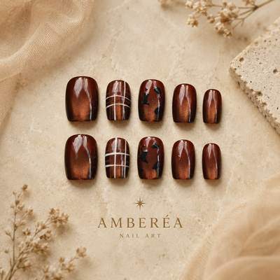 Coffee Amber Cat-Eye Press-On Nails