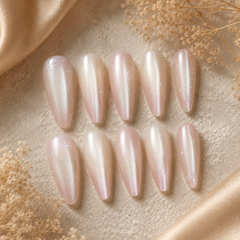Pearl Snowflake Cat Eye Press-On Nails
