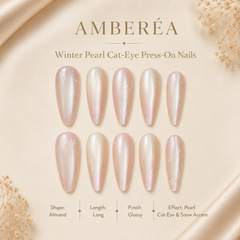 Pearl Snowflake Cat Eye Press-On Nails
