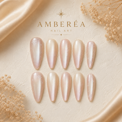 Pearl Snowflake Cat-Eye Press-On Nails