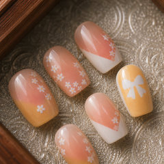 Daisy Bow Short Press-On Nails