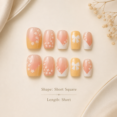 Daisy Bow Short Press-On Nails