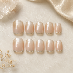 Nude Silver French Press-On Nails