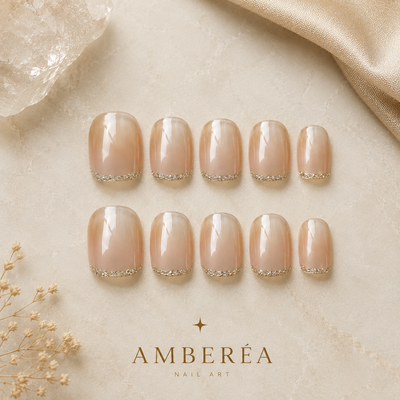 Nude Silver French Press-On Nails