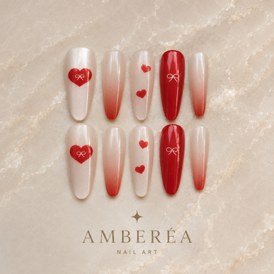Red Heart Bow Ombre Press-On Nails