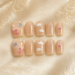 Cloud Paw Floral Press-On Nails
