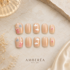 Cloud Paw Floral Press-On Nails