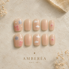 Cloud Paw Floral Press-On Nails