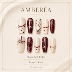 Burgundy Ribbon Plaid Press-On Nails