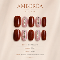 Caramel Cat Eye Crystal Press-On Nails