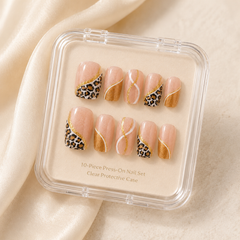 Gold Leopard Curve Press-On Nails