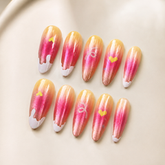 Sunset Heart Cat Eye Press-On Nails