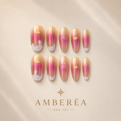 Sunset Heart Cat-Eye Press-On Nails