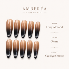 Black Brown Ombre Cat Eye Press-On Nails