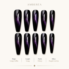 Black Purple Galaxy Cat Eye Press-On Nails