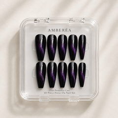 Black Purple Galaxy Cat Eye Press-On Nails