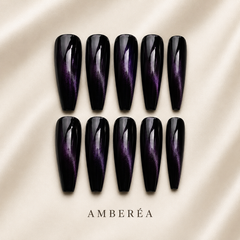 Black Purple Galaxy Cat Eye Press-On Nails