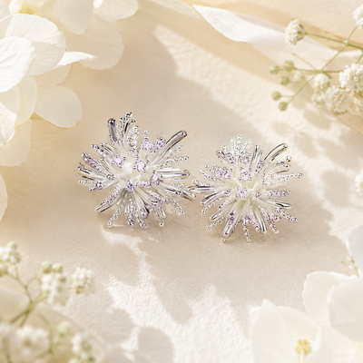 Silver Flower Stud Earrings