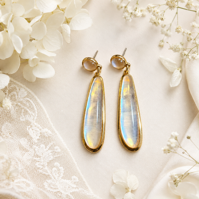 Gold Mother-of-Faux Pearl Drop Earrings