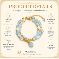 Blue Beaded Pearl Bracelet | Layered Gold Gemstone Bracelet for Women