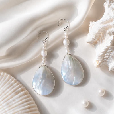 Mother-of-Faux Pearl Drop Earrings