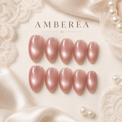 Soft Pink Pearl Cat-Eye Press-On Nails