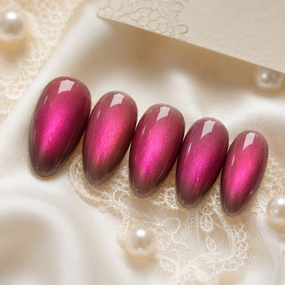 Magenta Pink Cat-Eye Press-On Nails