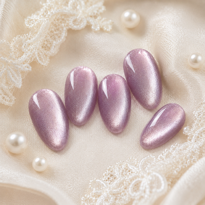 Lavender Purple Pearl Cat-Eye Press-On Nails