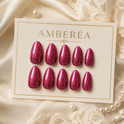 Hot Pink Glitter Press-On Nails