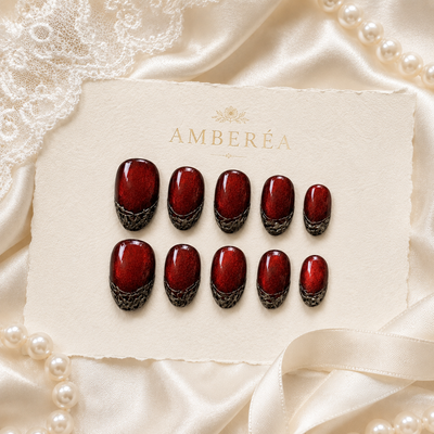 Red Black French Tip Press-On Nails