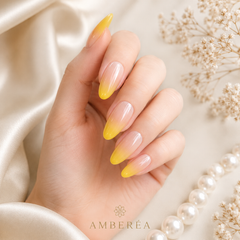 Peach Yellow Ombre Press On Nails | Almond Reusable Fake Nails