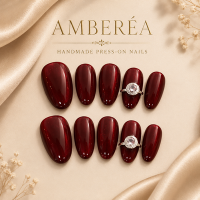 Burgundy Red Cat-Eye Press-On Nails
