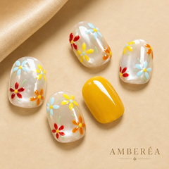 Yellow Daisy Press On Nails | Short Square Floral Fake Nails