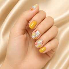 Yellow Daisy Press On Nails | Short Square Floral Fake Nails